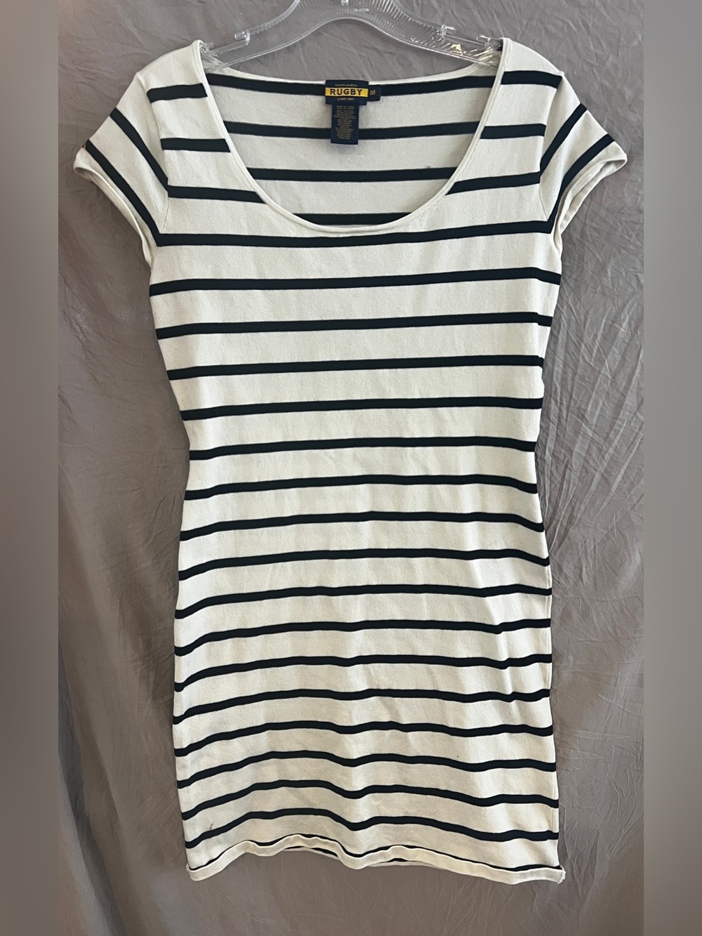 Ralph Lauren Rugby Cream and Black Striped Short Sleeve Dress